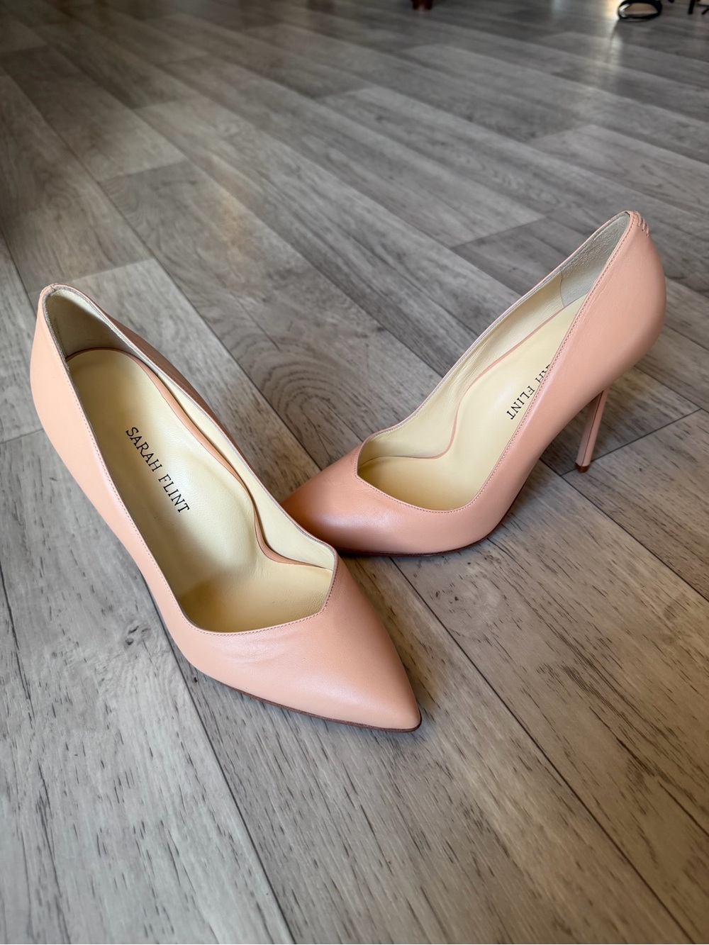 Sarah Flint Blush Pink Leather Pointed-Toe Pumps